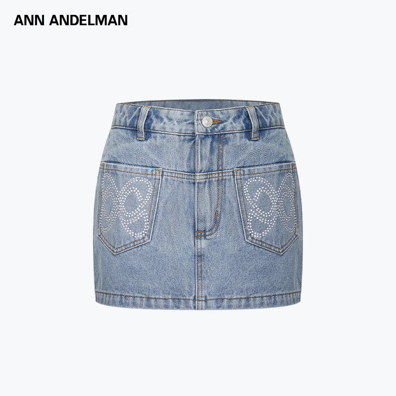 ANN ANDELMAN 25秋冬 时尚设计百搭水洗烫钻袋花牛仔裙裤