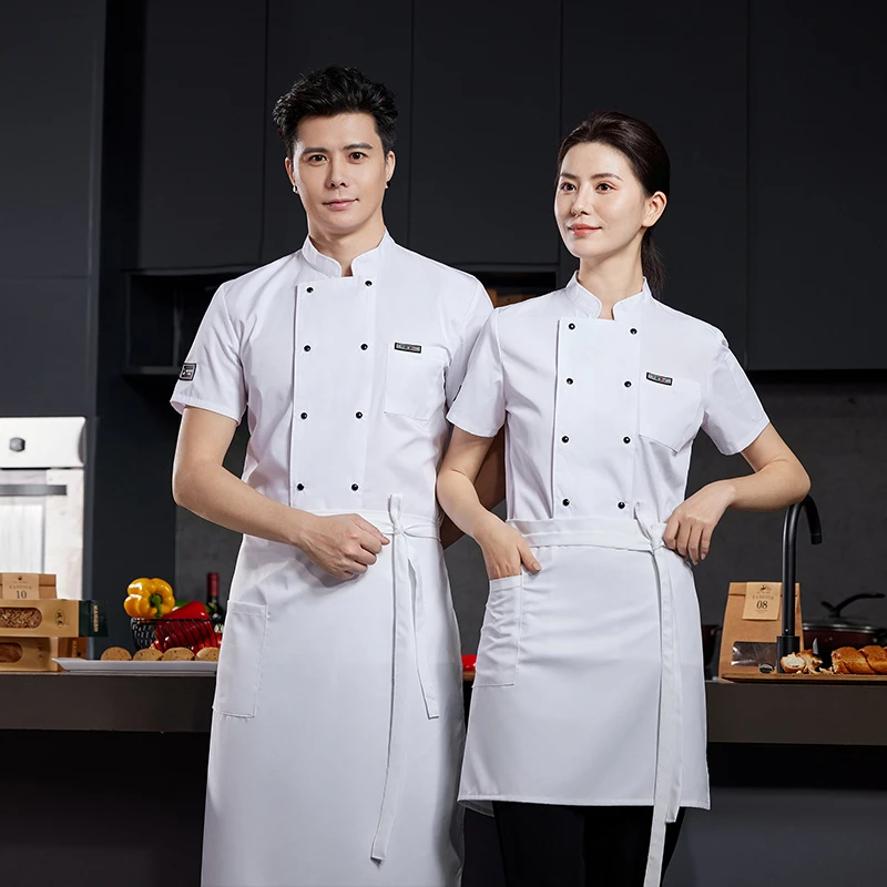 食堂餐厅饭店烘烤厨师夏季薄款短工服定制