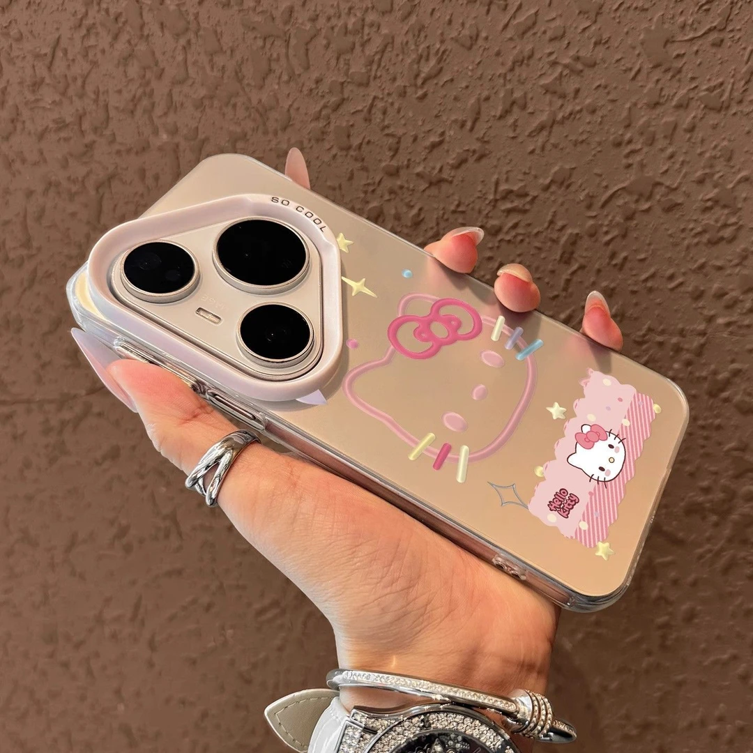 适用彩绘奶油线条kt猫华为pura80手机壳小众可爱HUAWEIpura70pro