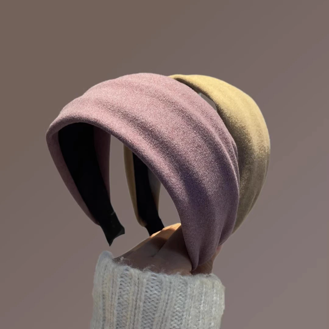 秋冬复古针织新款2025宽边少女发卡高颅顶洗脸防滑头箍百搭发饰