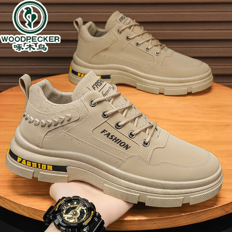 【正品】啄木鸟男鞋单鞋休闲防水防滑耐磨工装男士透气春季工作潮鞋