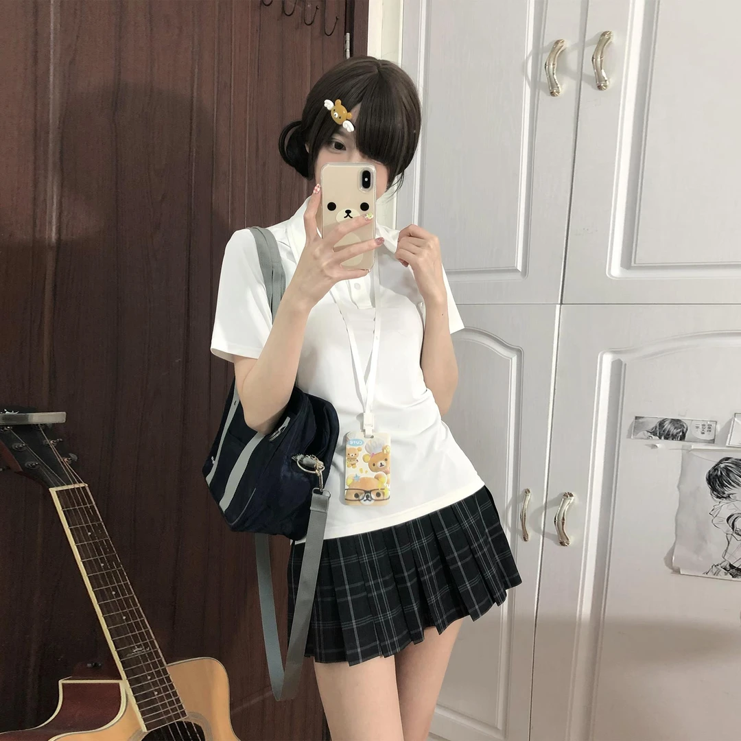 【绵绵】原创夏季基础款POLO衫日系校供感学生短袖设计家jk制服