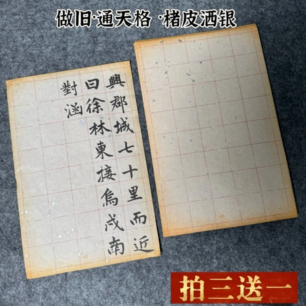 加厚楮皮《做旧·通天格•楮皮洒银》半生半熟 日课纸书法创作宣纸