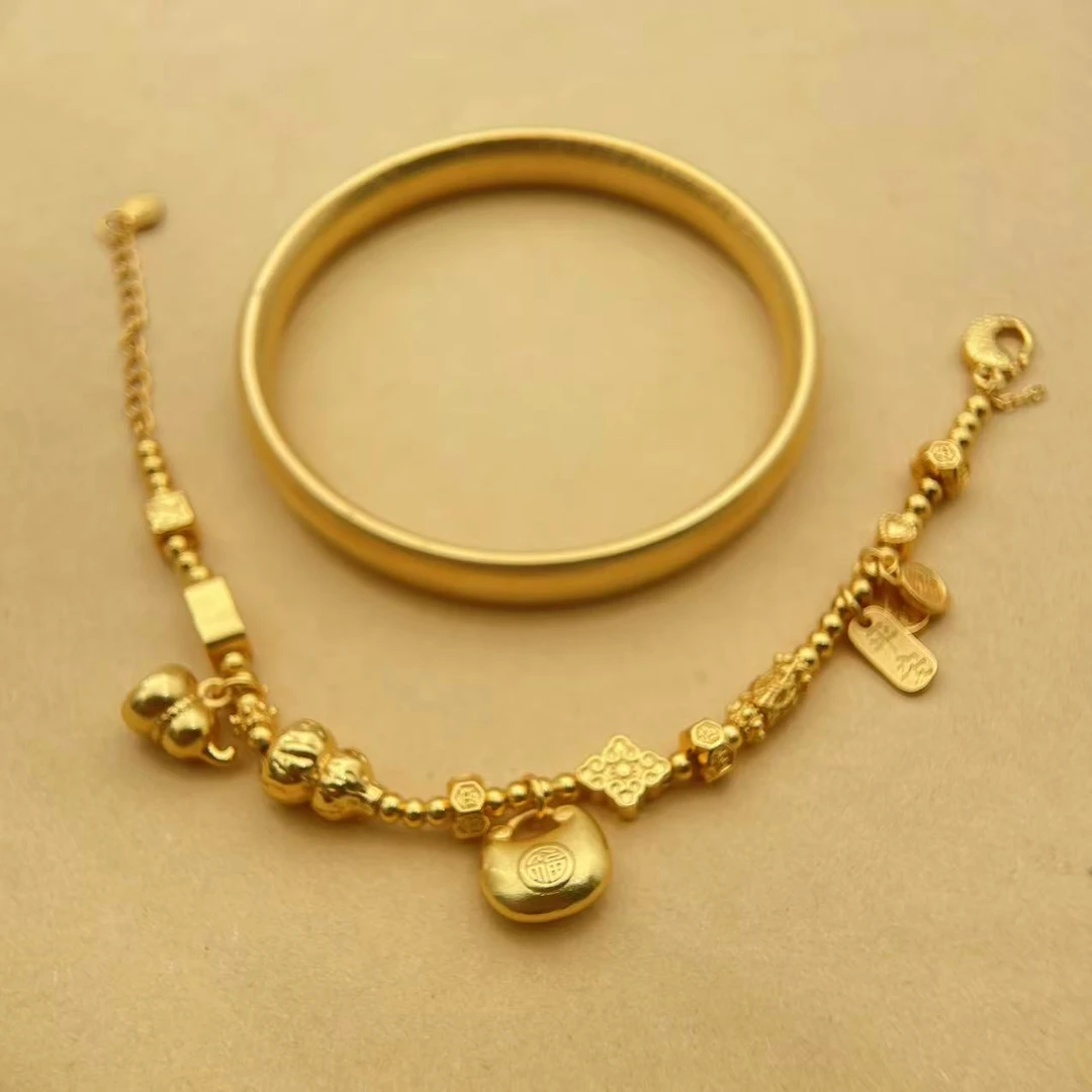 【善熙专属】精美合金泥鳅背手镯赠合金福宝手链TZ643158