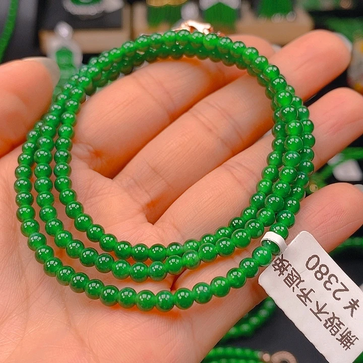 翡翠未镶嵌耳饰天然A货翡翠珠链卡4