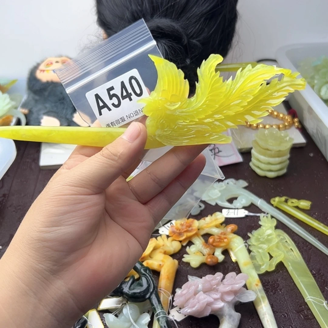 合金蛇纹石玉发饰_***a
