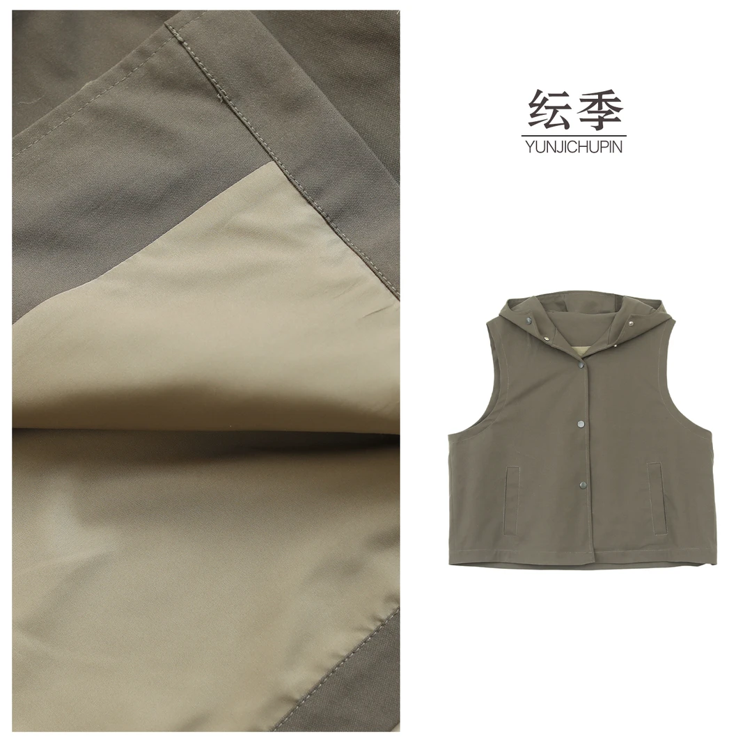 【纭季原创】衣长57春款简约时尚连帽马甲女坎肩D2560