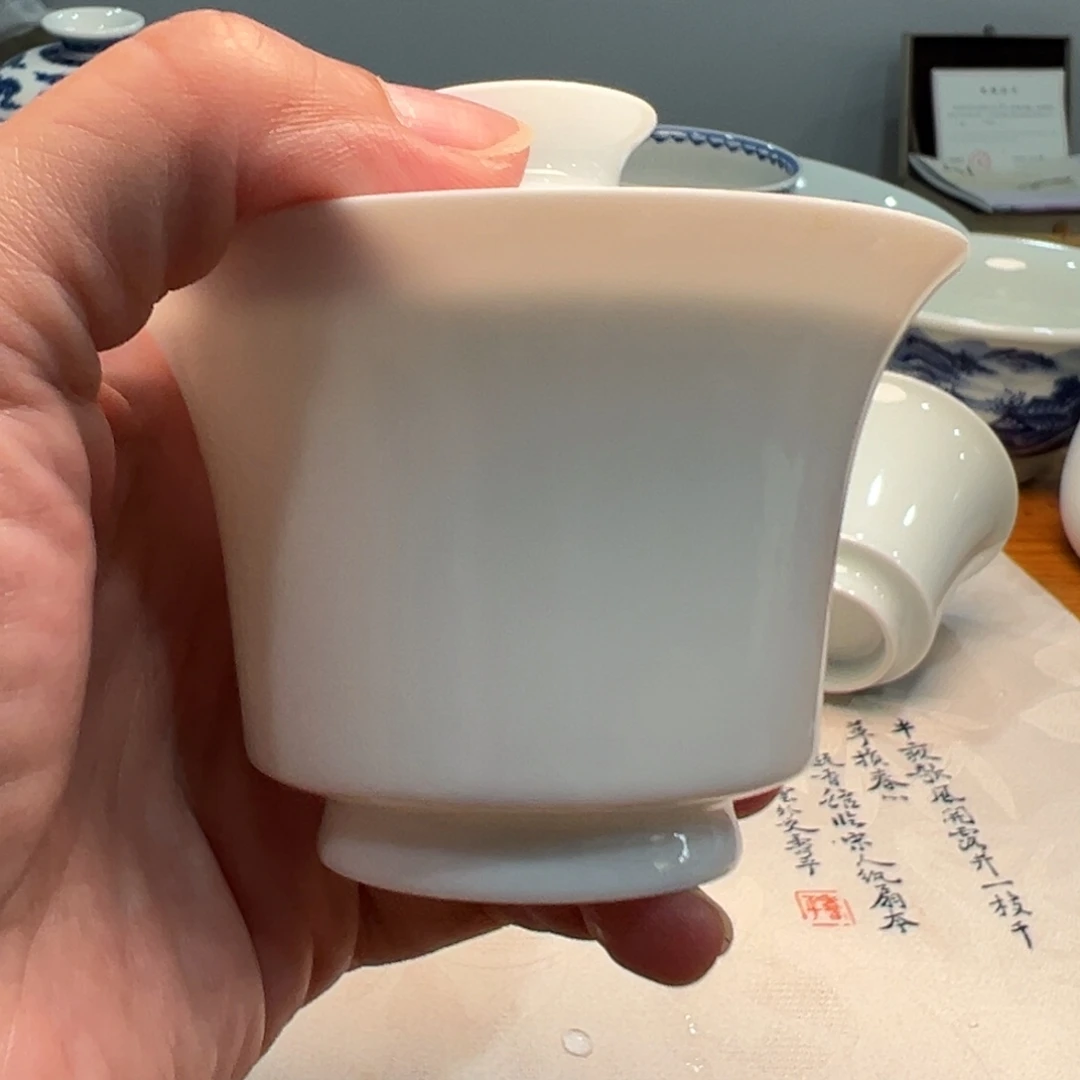 西***湖幽游居玉泥手工盖碗