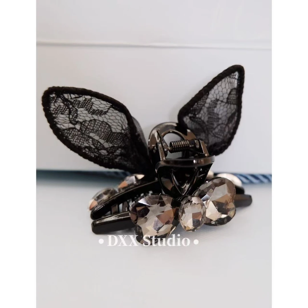 小众设计百搭蝴蝶结蕾丝抓夹发饰45449