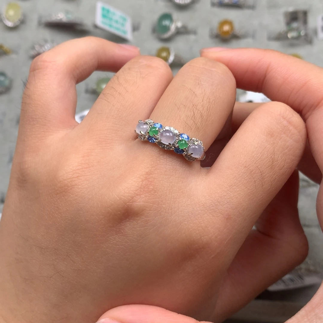 翡翠银S925镶嵌戒指戒指