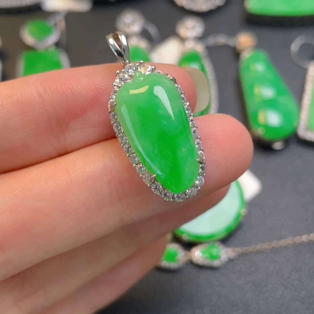 翡翠银S925镶嵌吊坠(不含链)