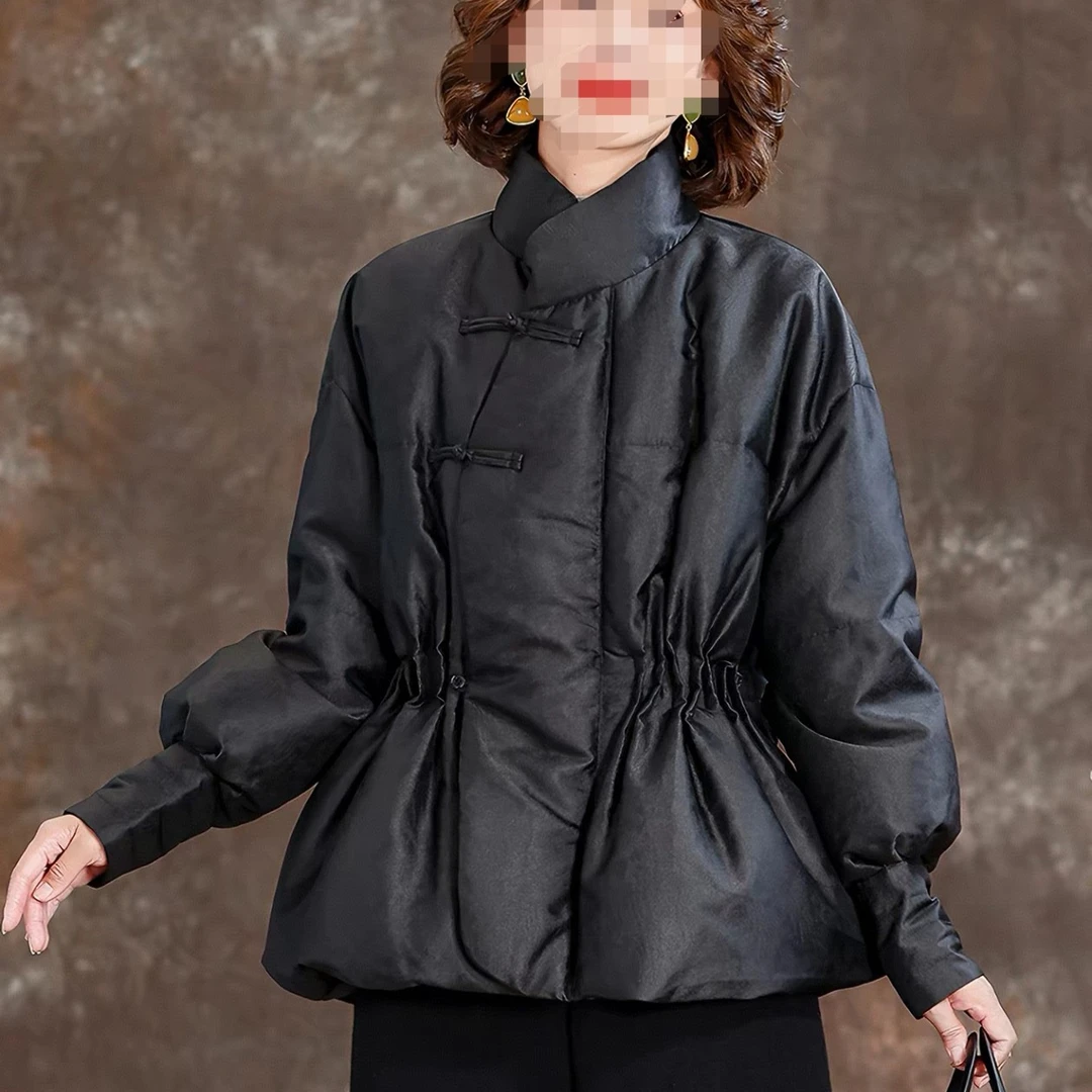 品牌羽绒服妈妈短款鹅绒服外套新中式