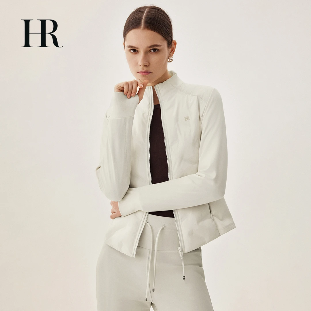 【HR赫莲娜】立领插肩长袖运动风上衣修身保暖秋冬轻薄鹅绒羽绒服