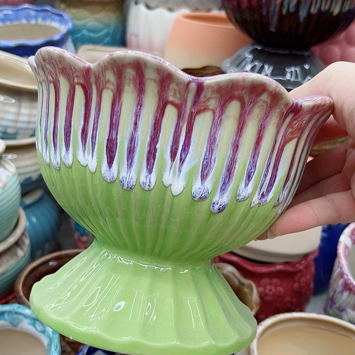 多肉绿植陶瓷花盆9.9包邮，有孔