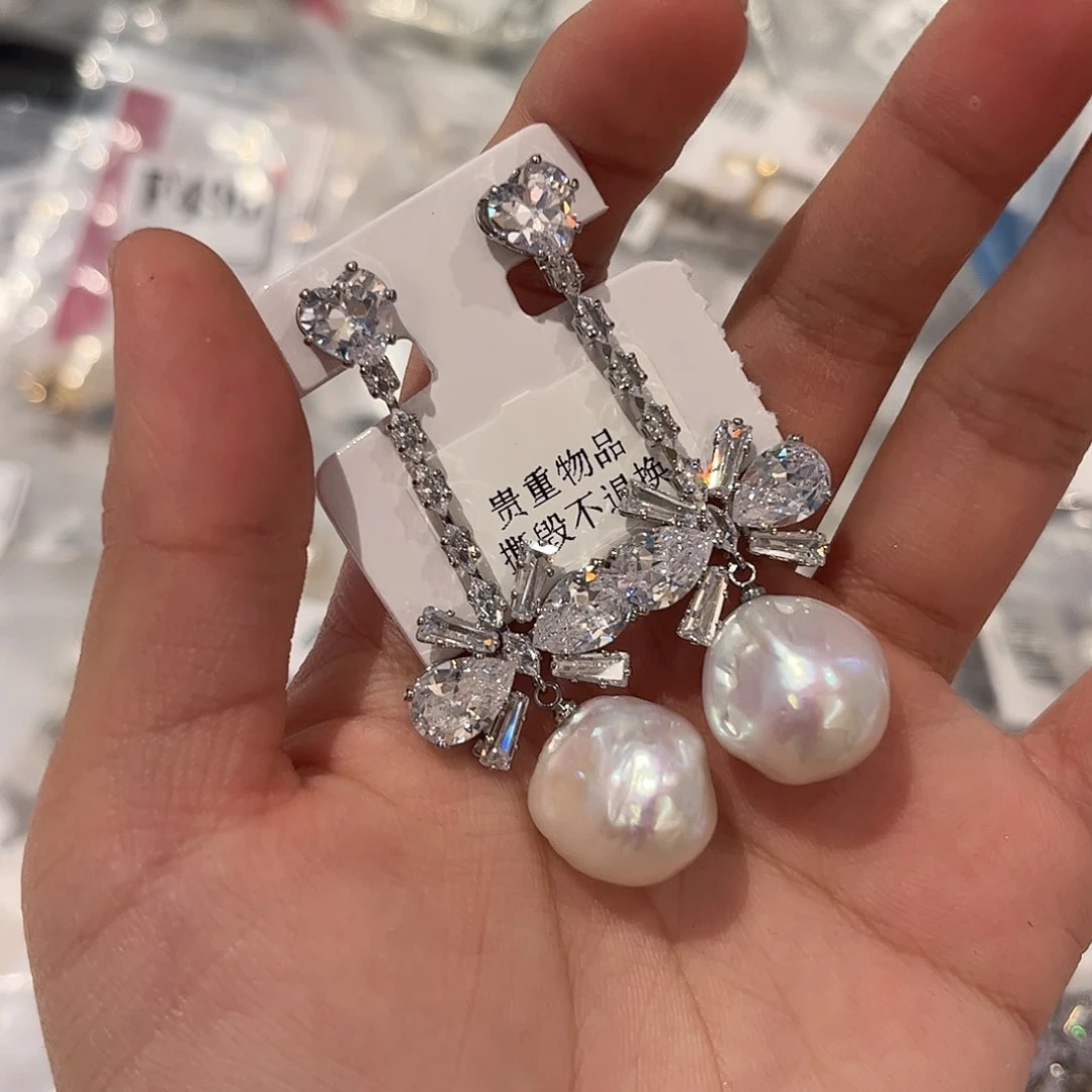 合金淡水珍珠耳饰