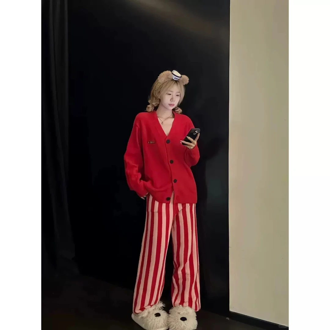 Zai Living/也宅【红房子黑猫】新款高级针织高密半边绒宽松家居服