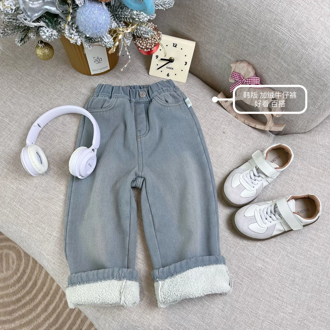 1【Golden cherry】小童复古蓝超厚款磨白高级洋气百搭牛仔裤281065