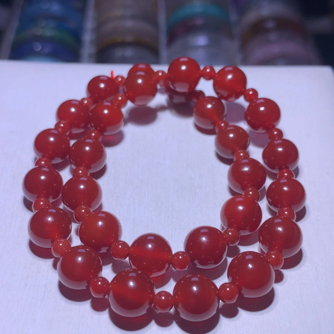 水晶银S925镶嵌手串红玛瑙2圈10.1m