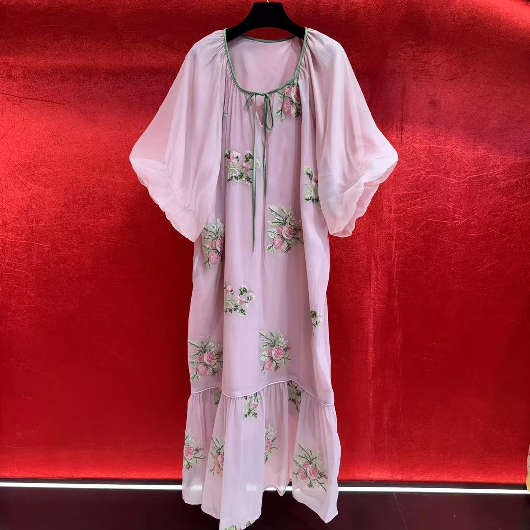 DanDancollectionstore【清新雅致】深圳大码女装新中式刺绣长裙078