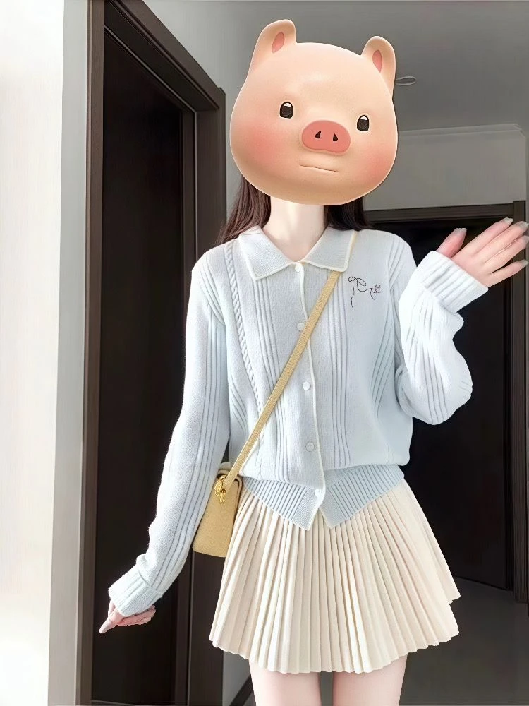 韩系温柔风毛衣套装女2025秋冬新款可盐可甜毛呢百褶裙两件套