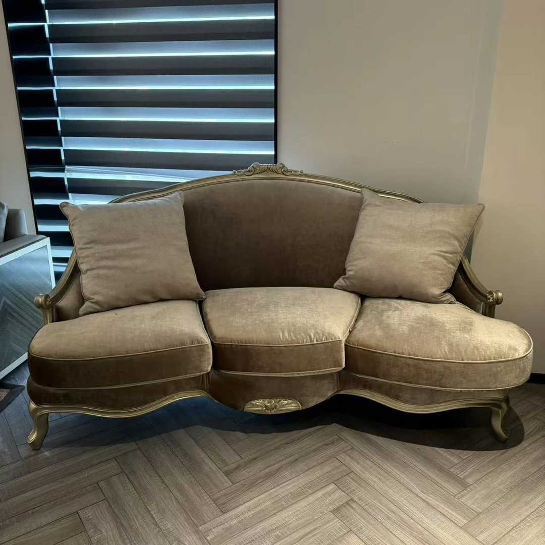 F860 美式实木布艺沙发客厅直排沙发2000*950*1050