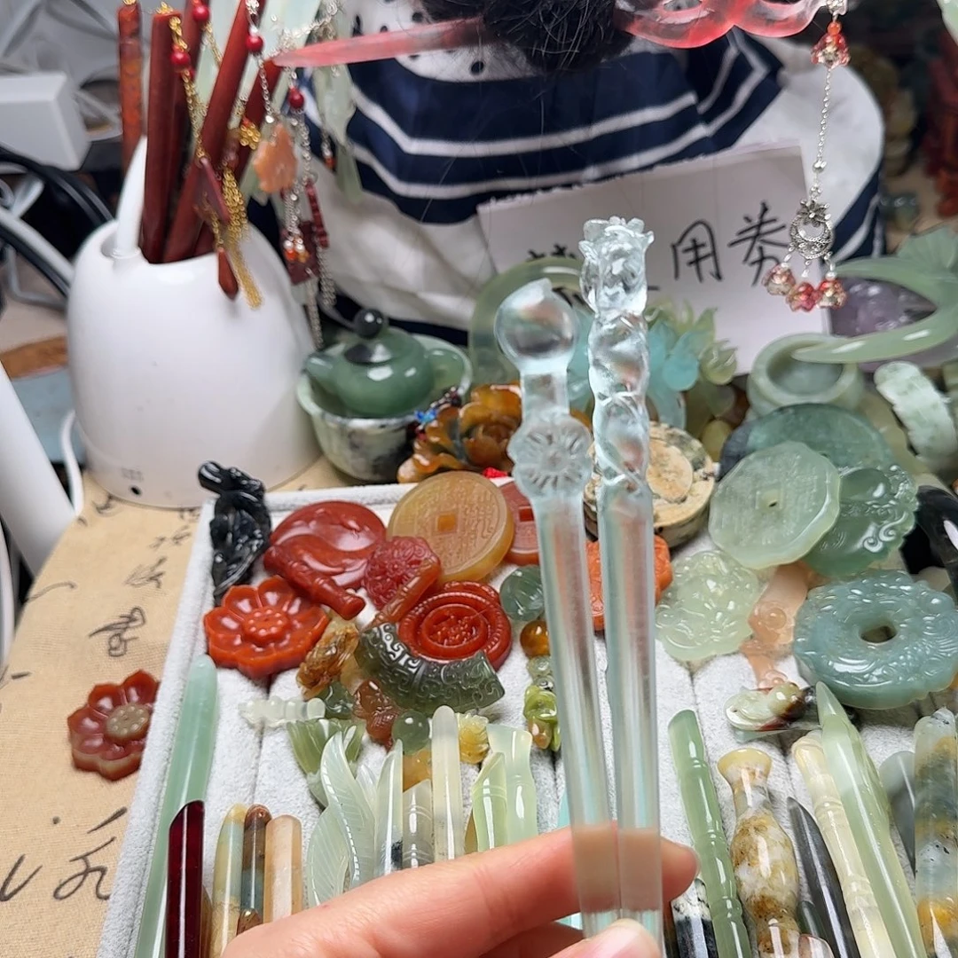 蛇纹石玉合金发饰