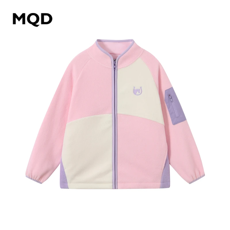 MQD女童25秋新款街潮亲肤宽松时尚百搭跑步摇粒绒外套BD25320801