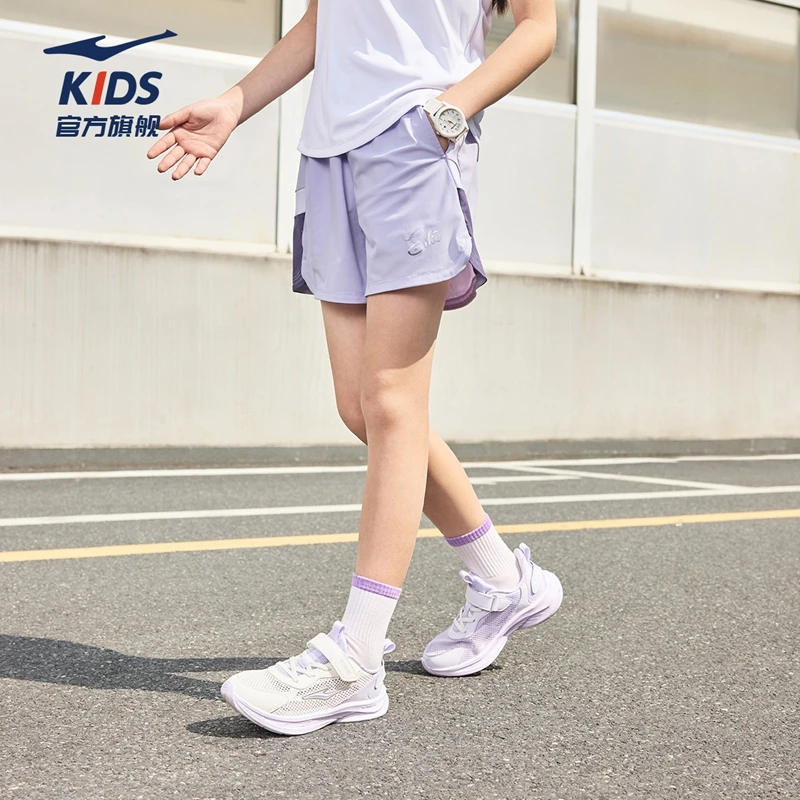 鸿星尔克女童运动短裤夏季轻薄跑步宽松透气时尚休闲梭织五分裤