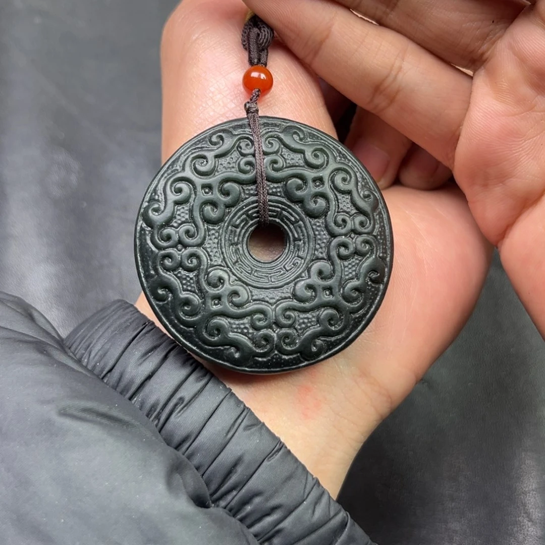 和田玉颈饰未镶嵌多样性平安扣新疆黑油青