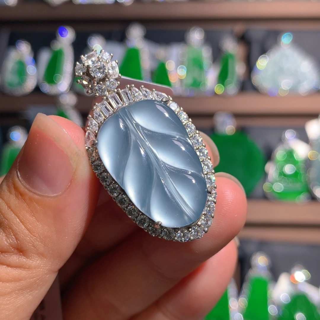 【闪购商品】翡翠银S925镶嵌颈饰天然翡翠