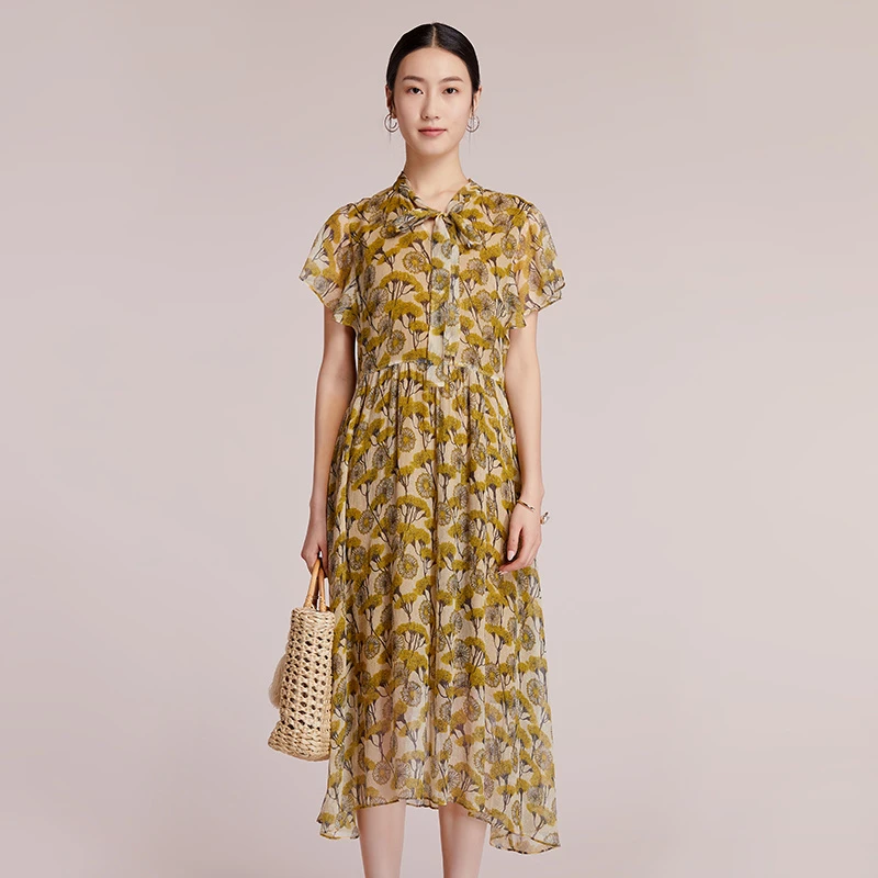 菲姿FEIZI夏款收腰唯美连衣裙0B449蒲公英之城夏季