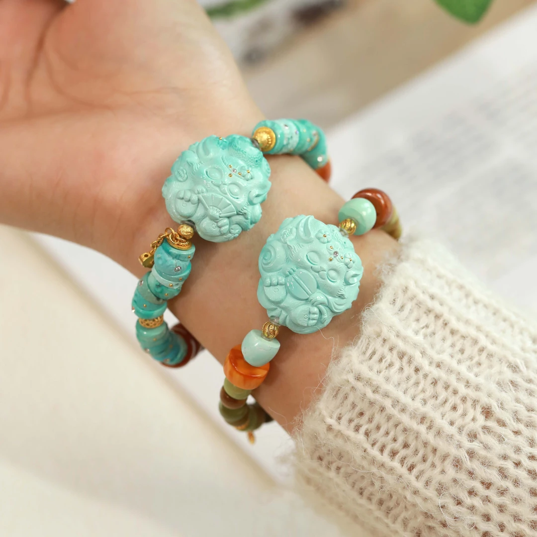 霖泽|绿松石小狐仙18k金手链手串复古时尚国风百搭lz2025010604