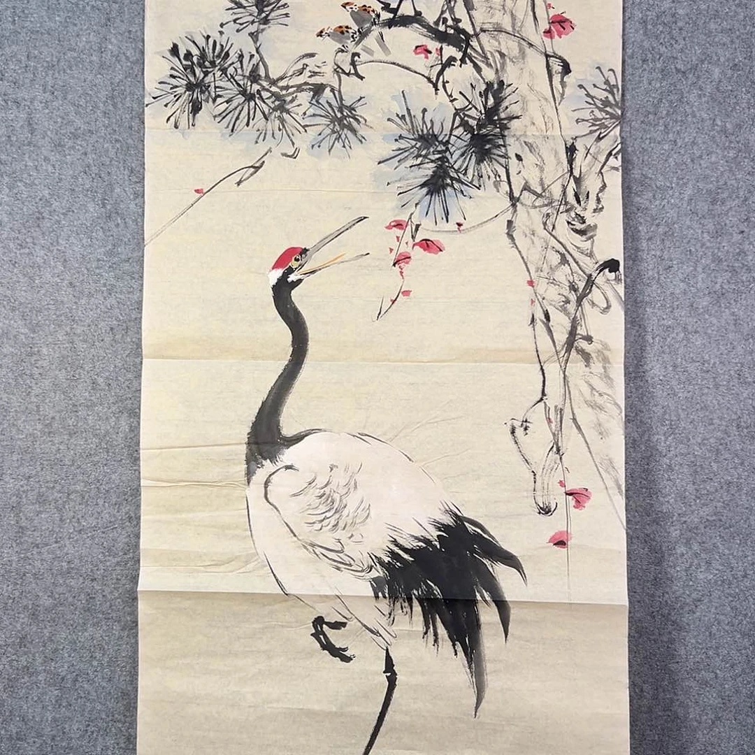 国画453 花鸟在树丛的顶端鸣叫叫声