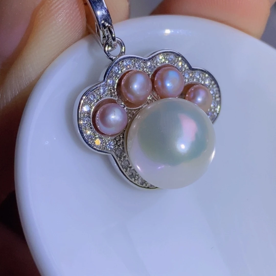 银S925镶嵌天然淡水珍珠淡水珍珠