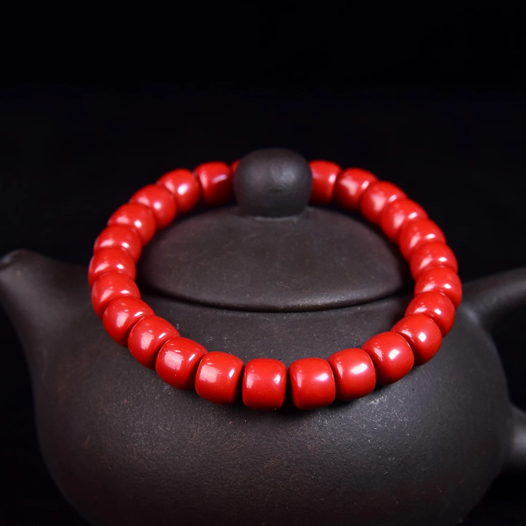 含辰砂工艺品  御品红朱砂（高含量帝王砂）老型珠7mm手串
