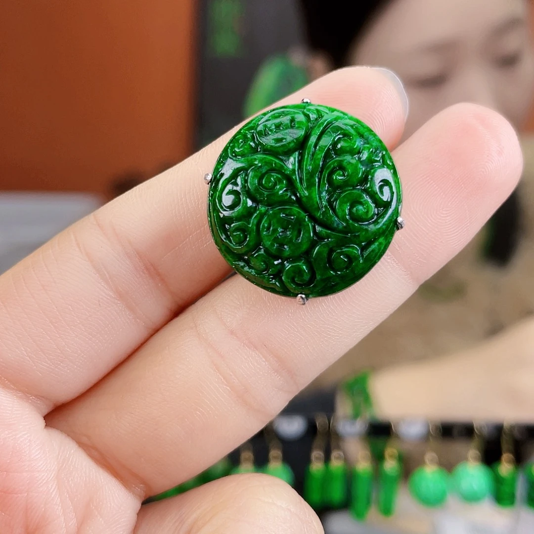 翡翠银S925镶嵌耳饰