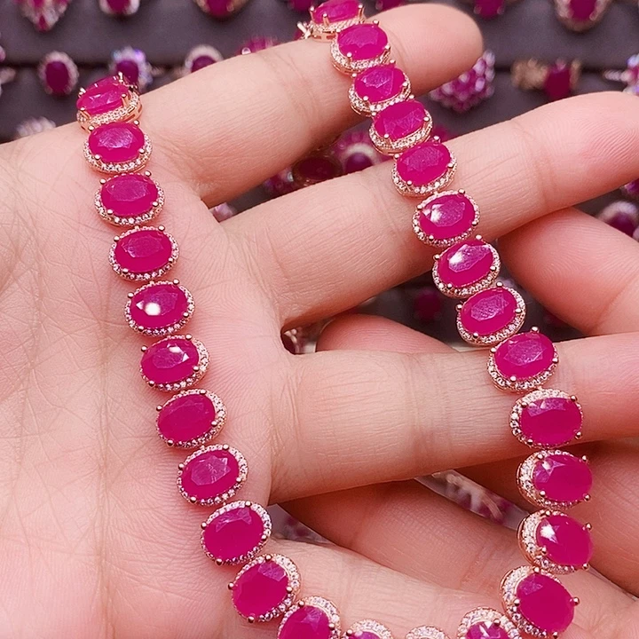 红宝石银S925镶嵌颈饰