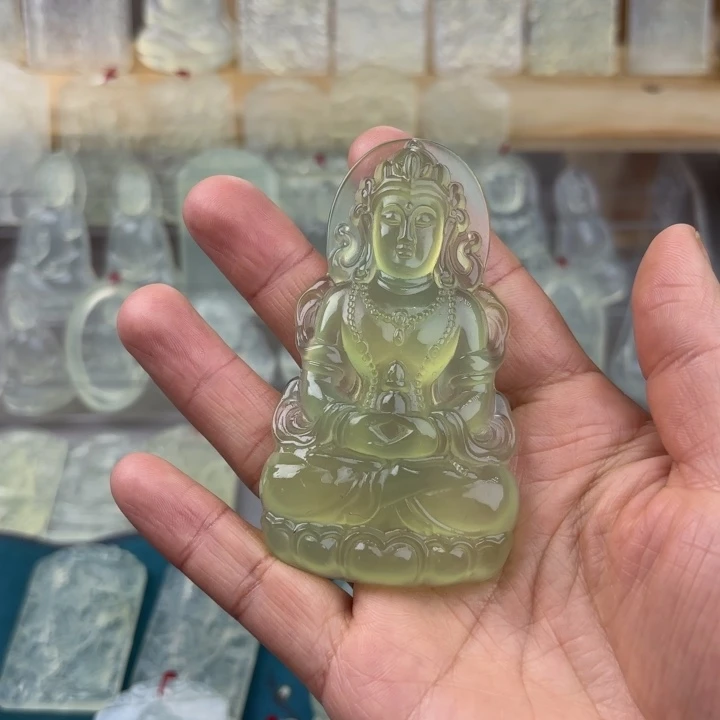 阿***班蛇纹石玉未镶嵌颈饰度母观音