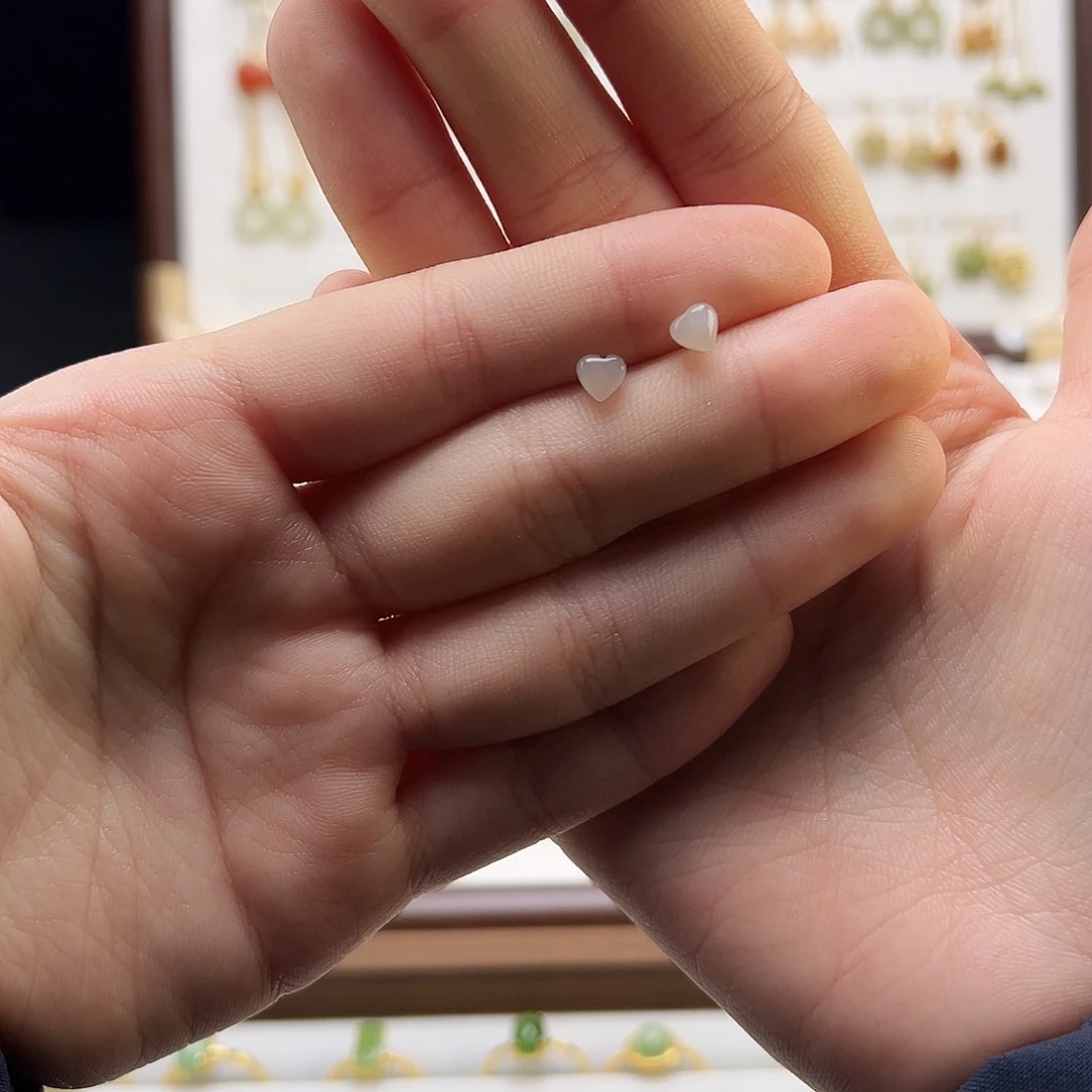 银S925镶嵌和田玉耳饰