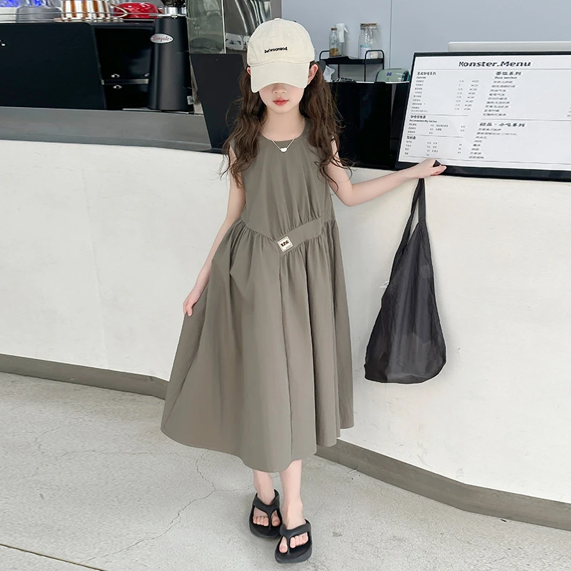 儿童2025年夏装大女童装裙子夏季背心吊带连衣裙宽松显瘦款花苞裙