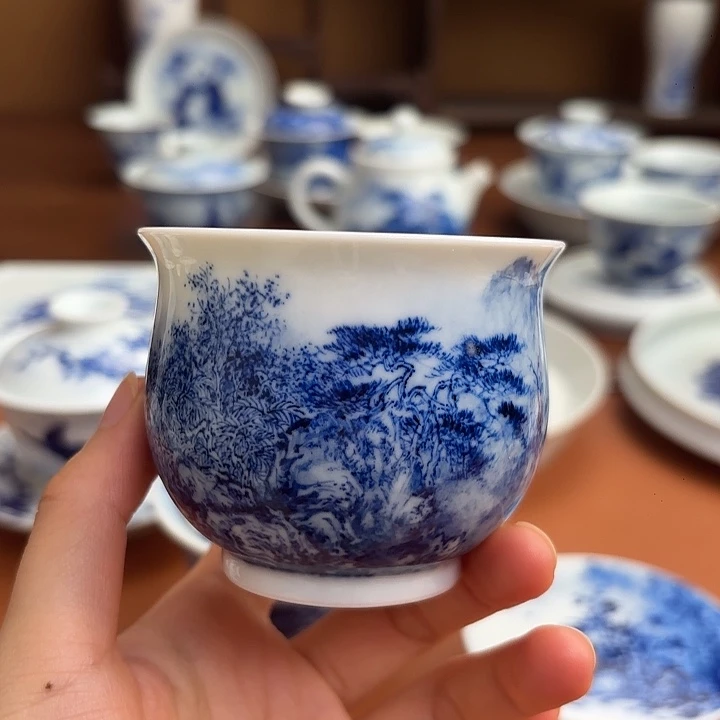 杯子瓷手工手绘山水杯子