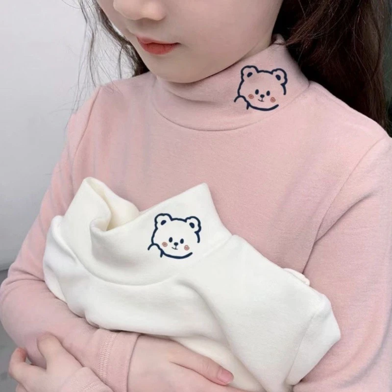 女童徳绒打底衫秋冬新款儿童长袖T恤洋气宝宝内搭半高领抗寒上衣