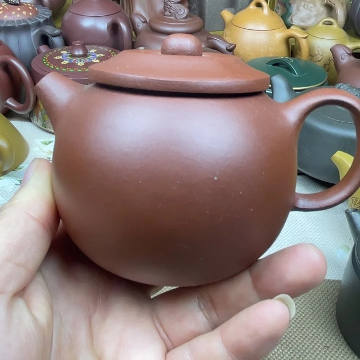 紫砂茶壶紫砂壶紫泥巨轮200cc微微瑕