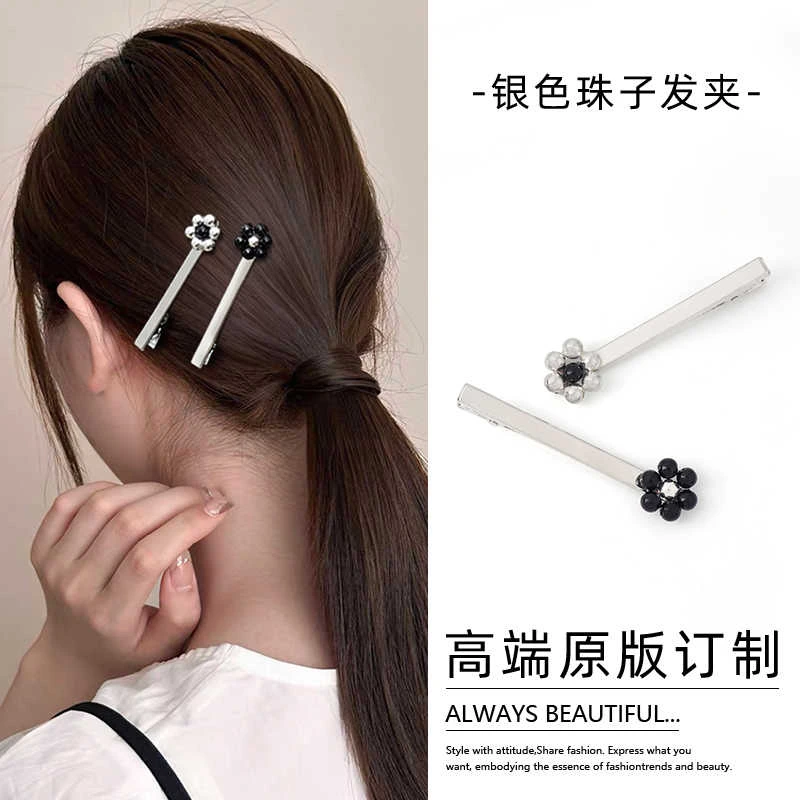 2025新款韩国博主同款花朵金属发夹前额刘海侧边碎发高级感一字夹