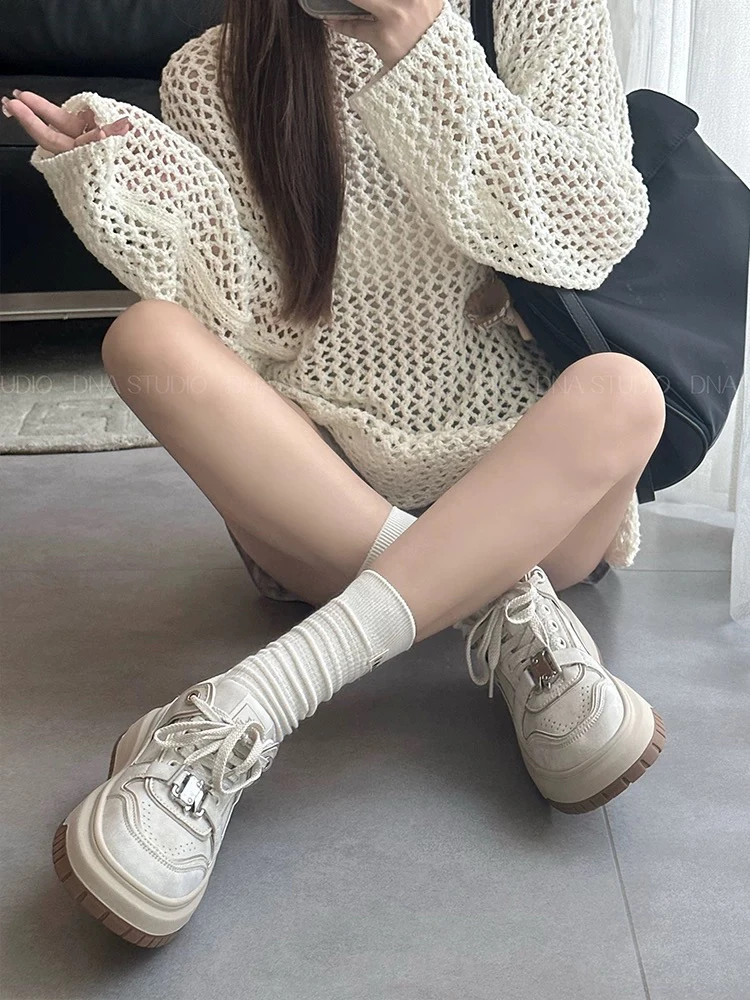 厚底锁扣擦色复古板鞋女鞋2024新款爆款春款运动休闲鞋增高小白鞋