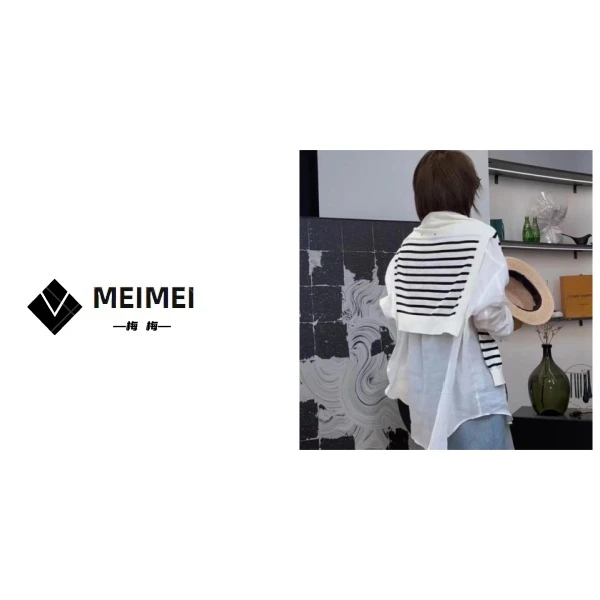 XMM.《条纹四点披肩》夏季新款时尚休闲百搭小众条纹披肩
