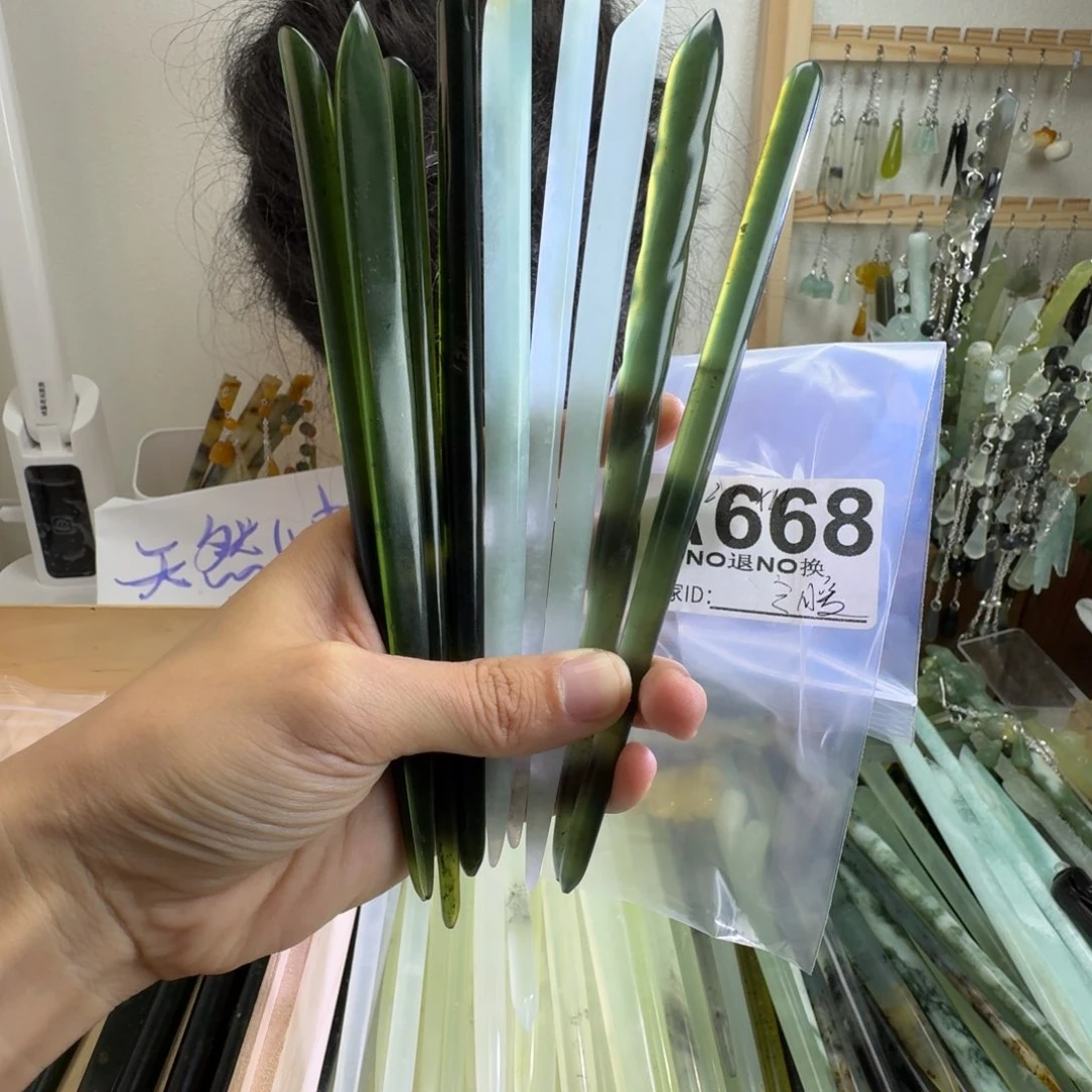 蛇纹石玉未镶嵌发饰冷****✔