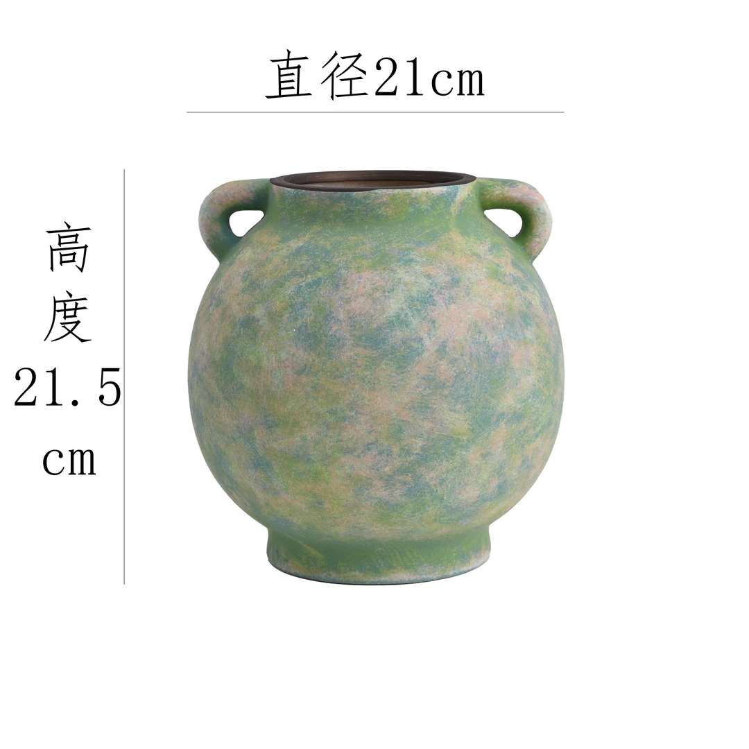 【睡莲-双耳月亮罐 大号】无孔桌面落地陶瓷花瓶客厅花器