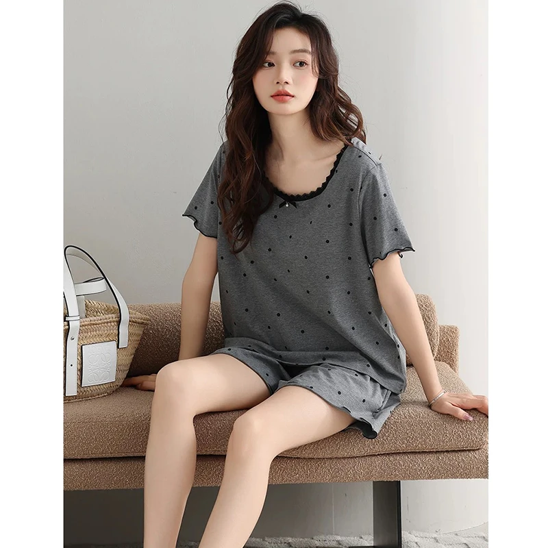 【高品质】带胸垫睡衣女莫代尔夏季短袖短裤2025新款可外穿薄款套装