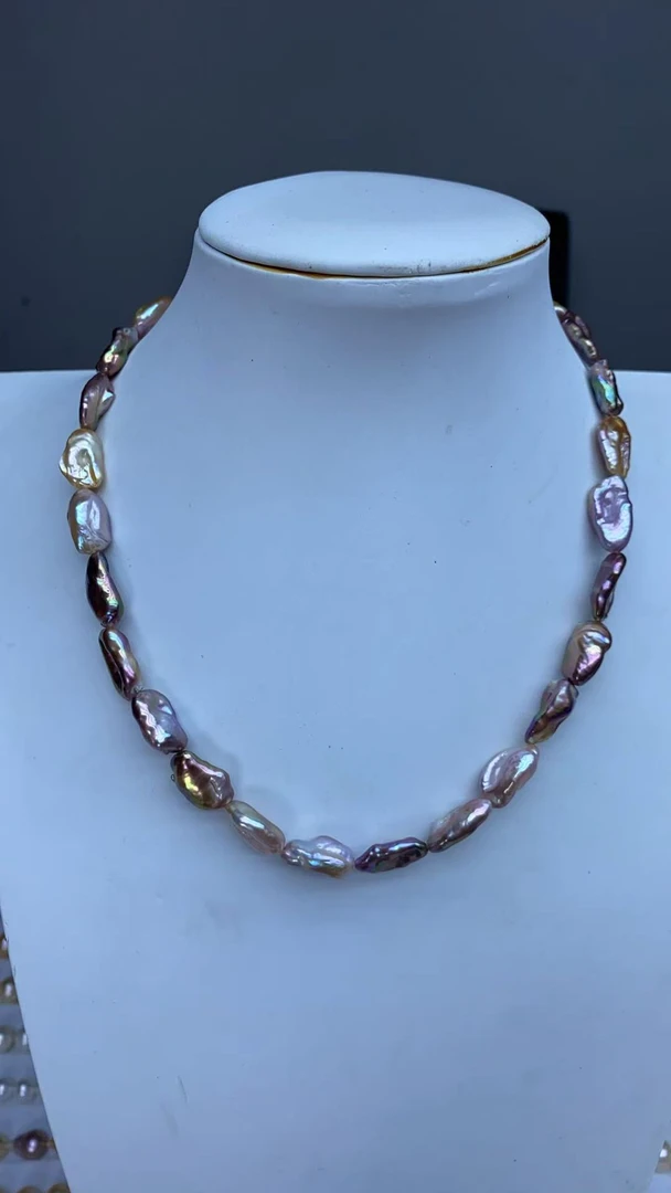 合金项链 134枇杷珠紫珠项链15mm炫彩巴洛克项链